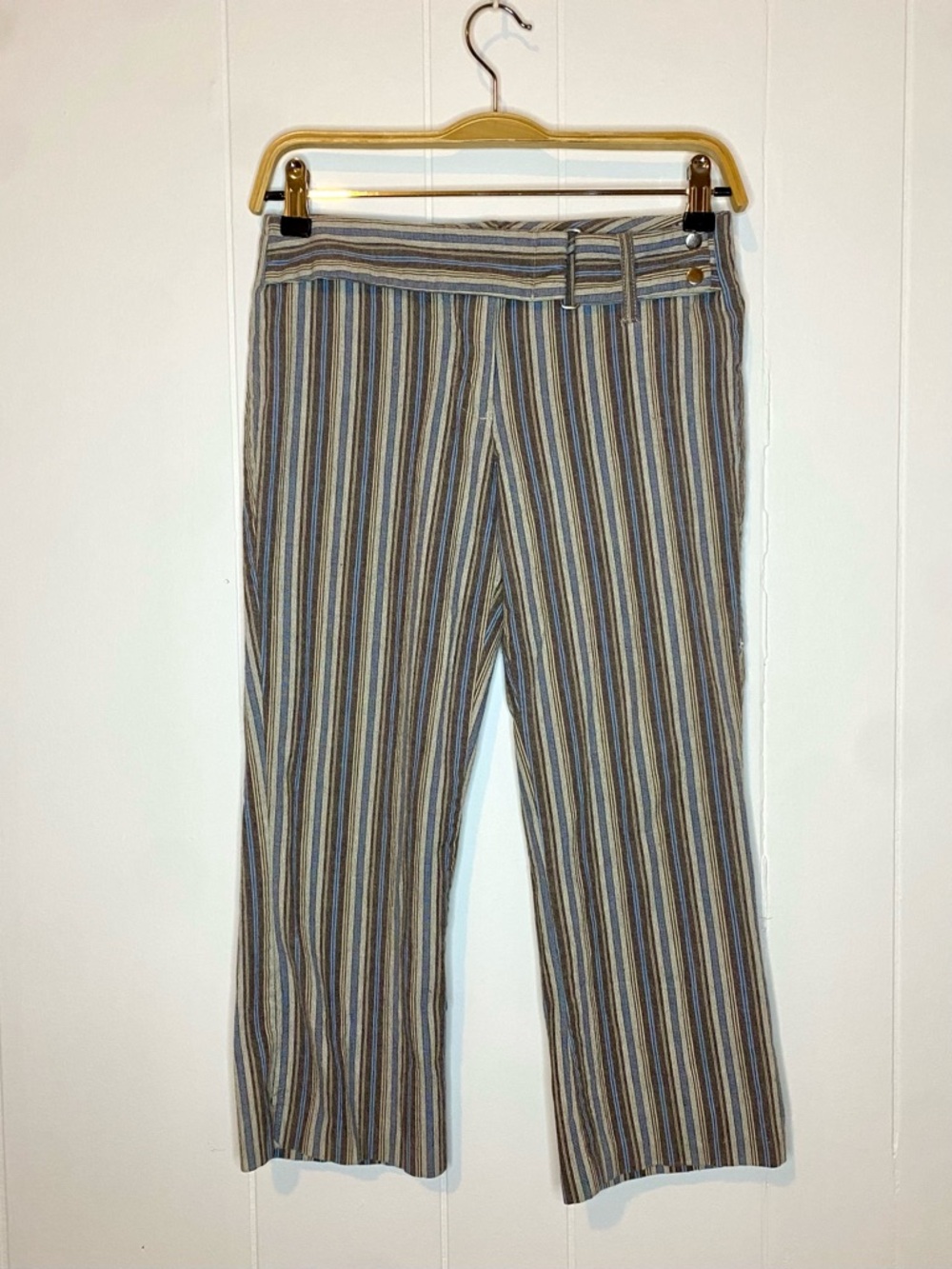 Dynamite Brown and Light Blue Striped capris